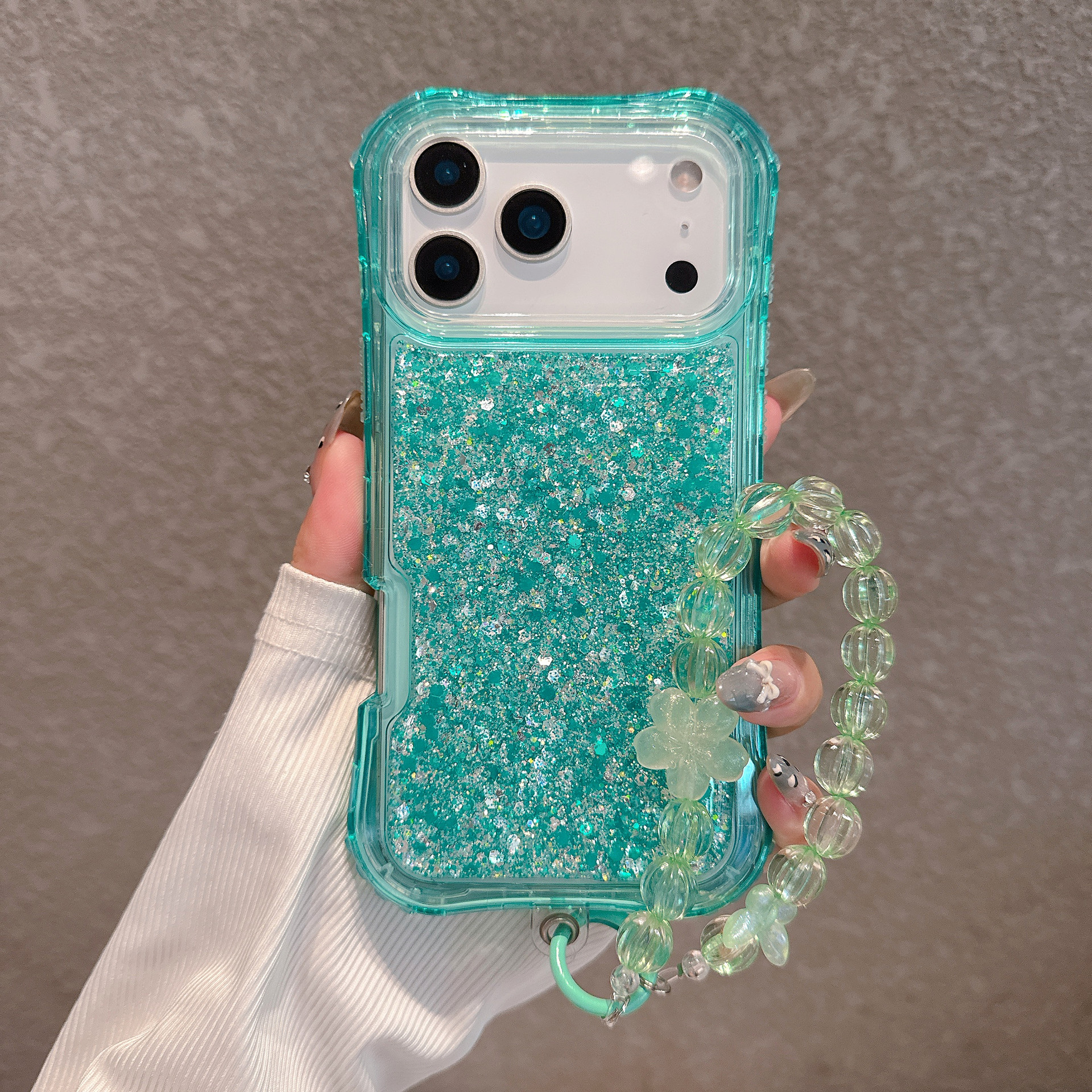 South American-style Slimming Phone Case With 3-in-1 Glitter Epoxy Drop-proof Design And A Matching Bracelet