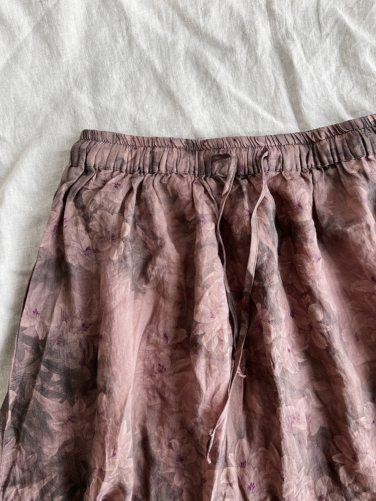 High-grade Printed High-count Pure Ramie Fine Linen Skirt