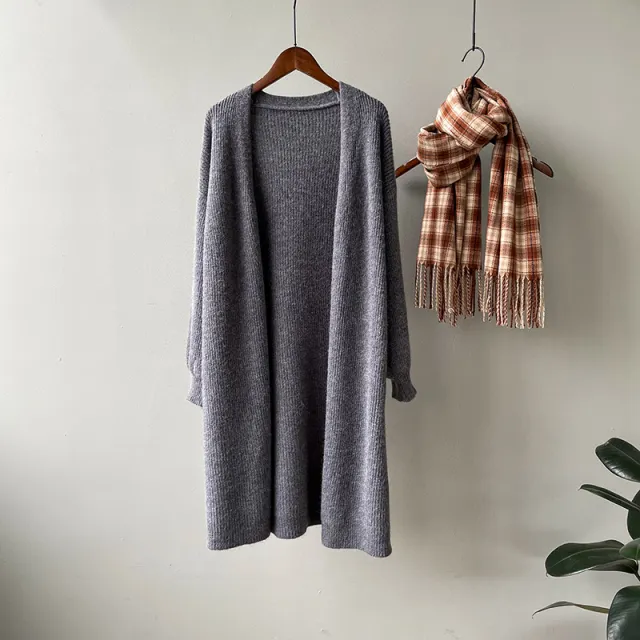 Korean Style Loose Mid length Lazy Outer Sweater Gray - Shop at LoveMi