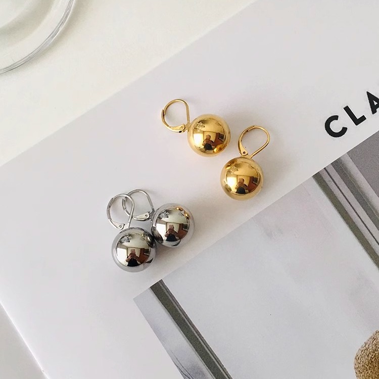 High Color Retention Texture Line High-end Stylish Simple Ball Ball Bead Earrings