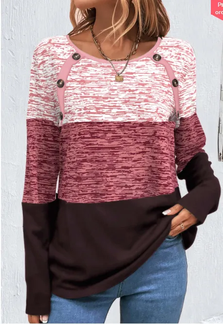 Autumn Winter Assorted Colors Button T shirt Pink - Shop at LoveMi