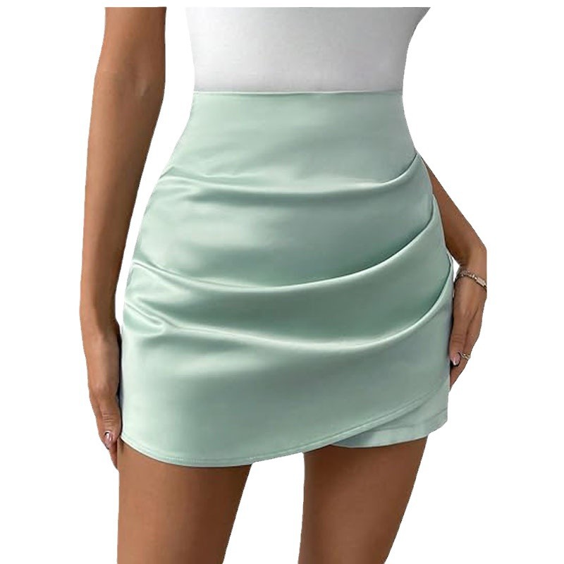 Flattering Pleated Wrap Asymmetrical High-Waist Shorts
