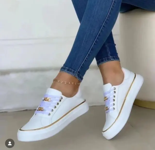 Women's Platform Chain Sports Style Low top Shoes White - Shop at LoveMi