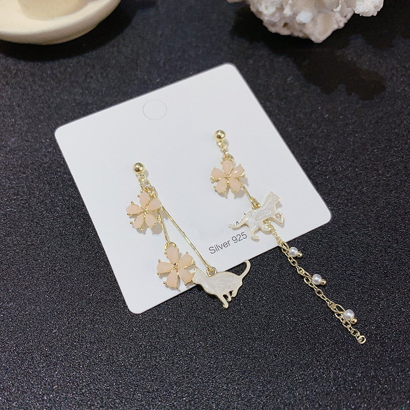 Asymmetric Flower Fringe Temperament Earrings