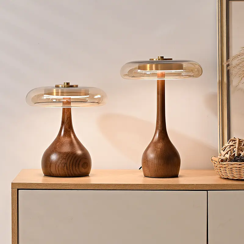 Solid Wood Bedroom Bedside Lamp Japanese Retro