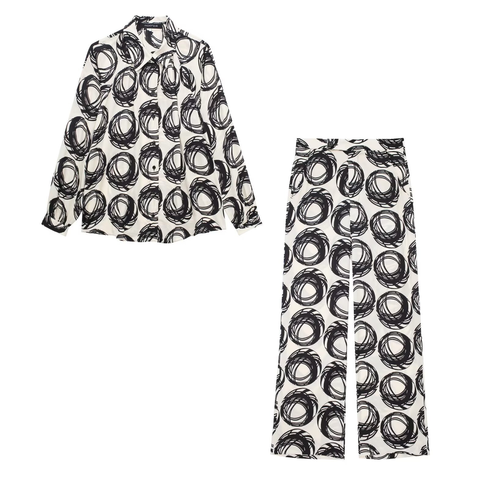 European And American Style Fashionable Printed Shirt Casual Trousers