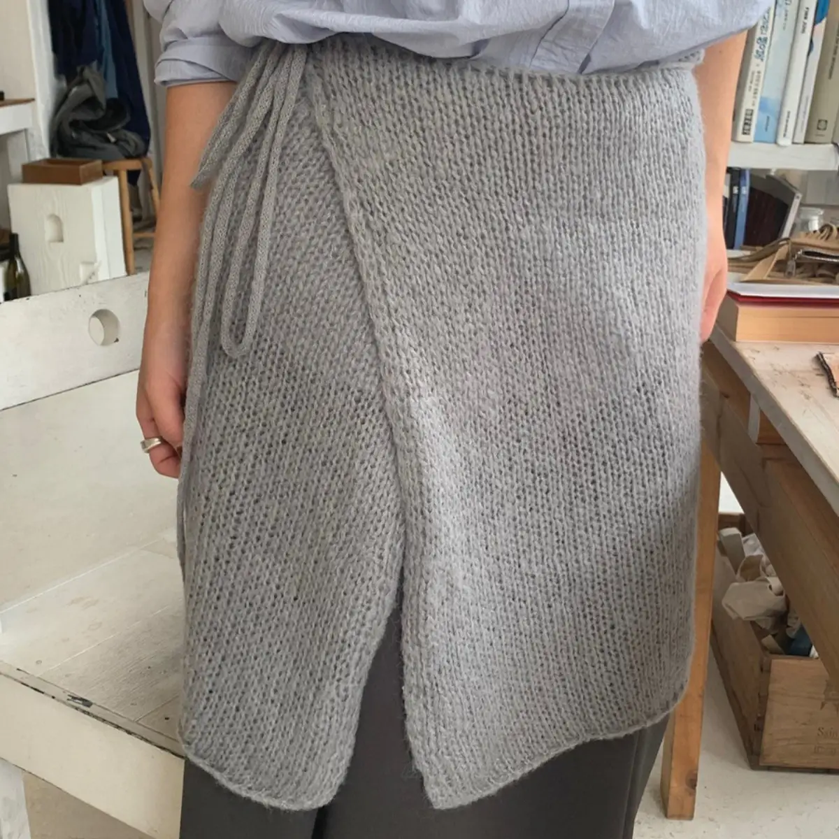 One-piece Knitted Layered Peek-a-boo Skirt Apron