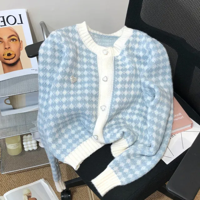 New Design Sense Loose All matching Sweater Coat Fashion Blue - Shop at LoveMi