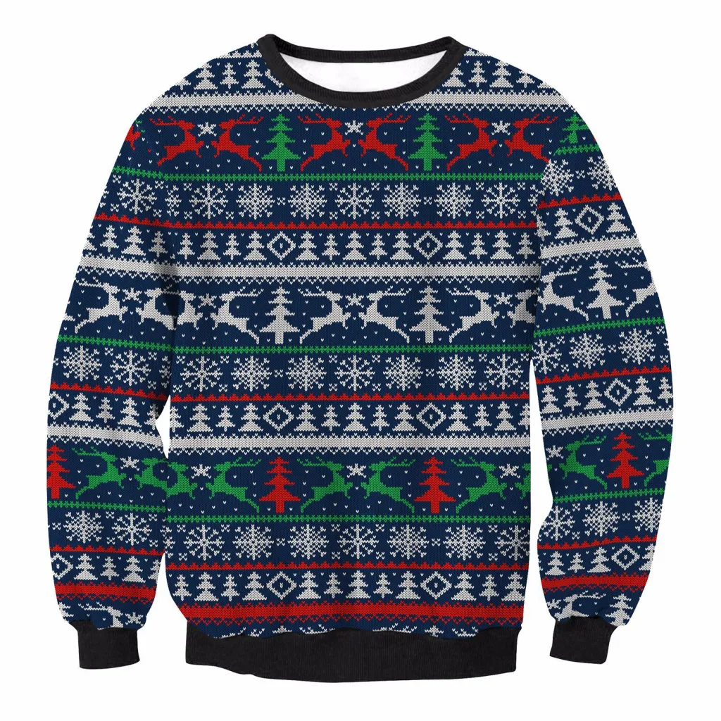 Women's Santa Claus Elk Long Sleeve Round Neck Loose Sweatshirt - Swys020-Xl