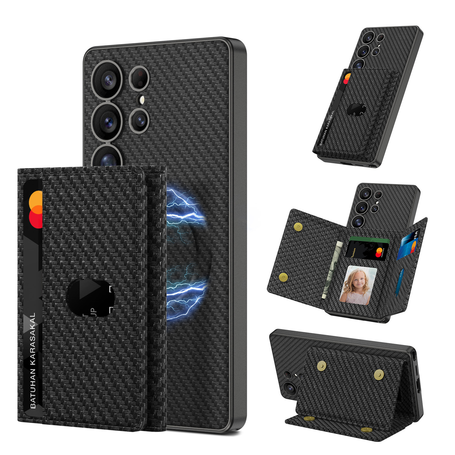 Built-in Wireless Charger Phone Case Magnetic Split Wallet Case With Stand - Image 6