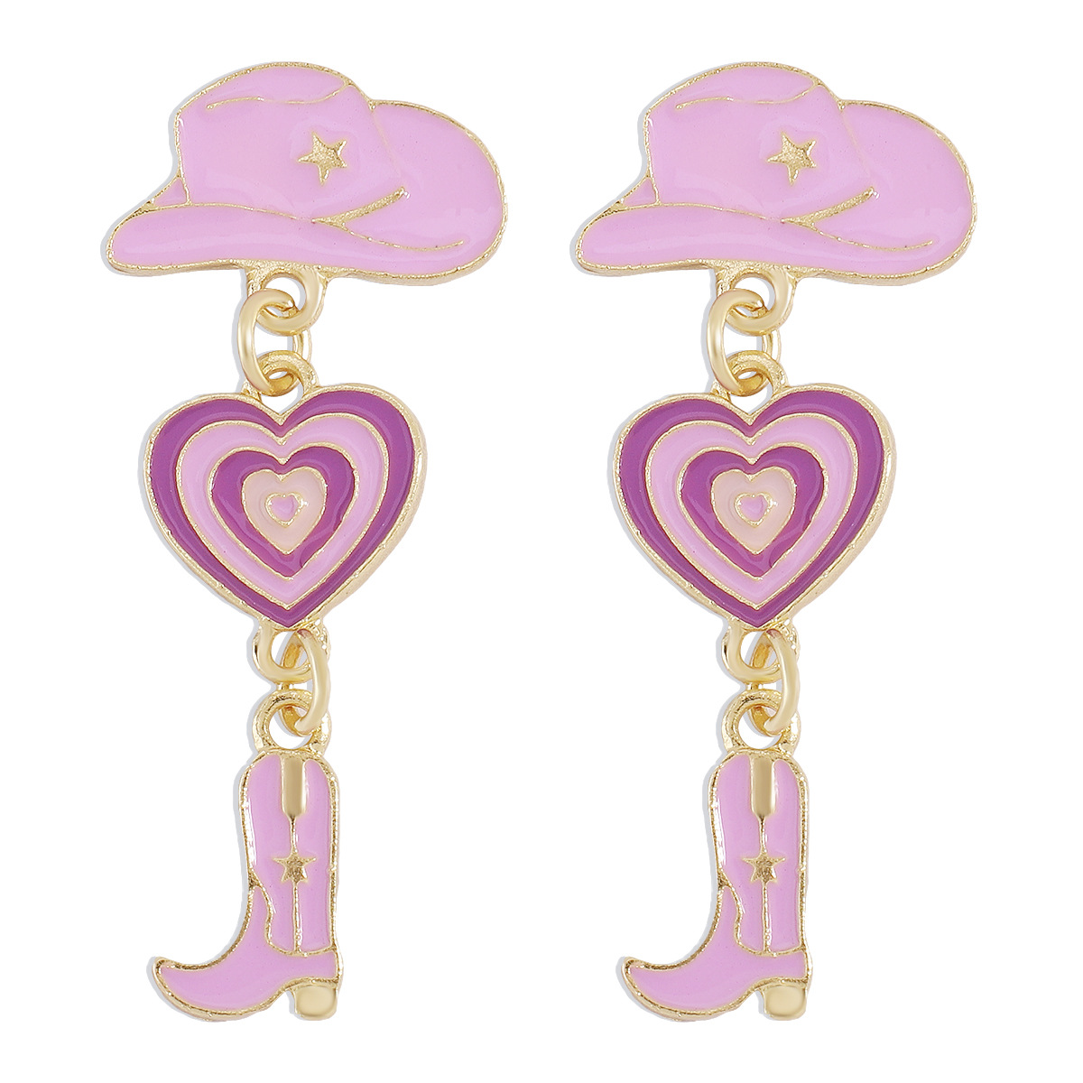 Hat Love Cowboy Boot Dripping Multi-layer Earrings