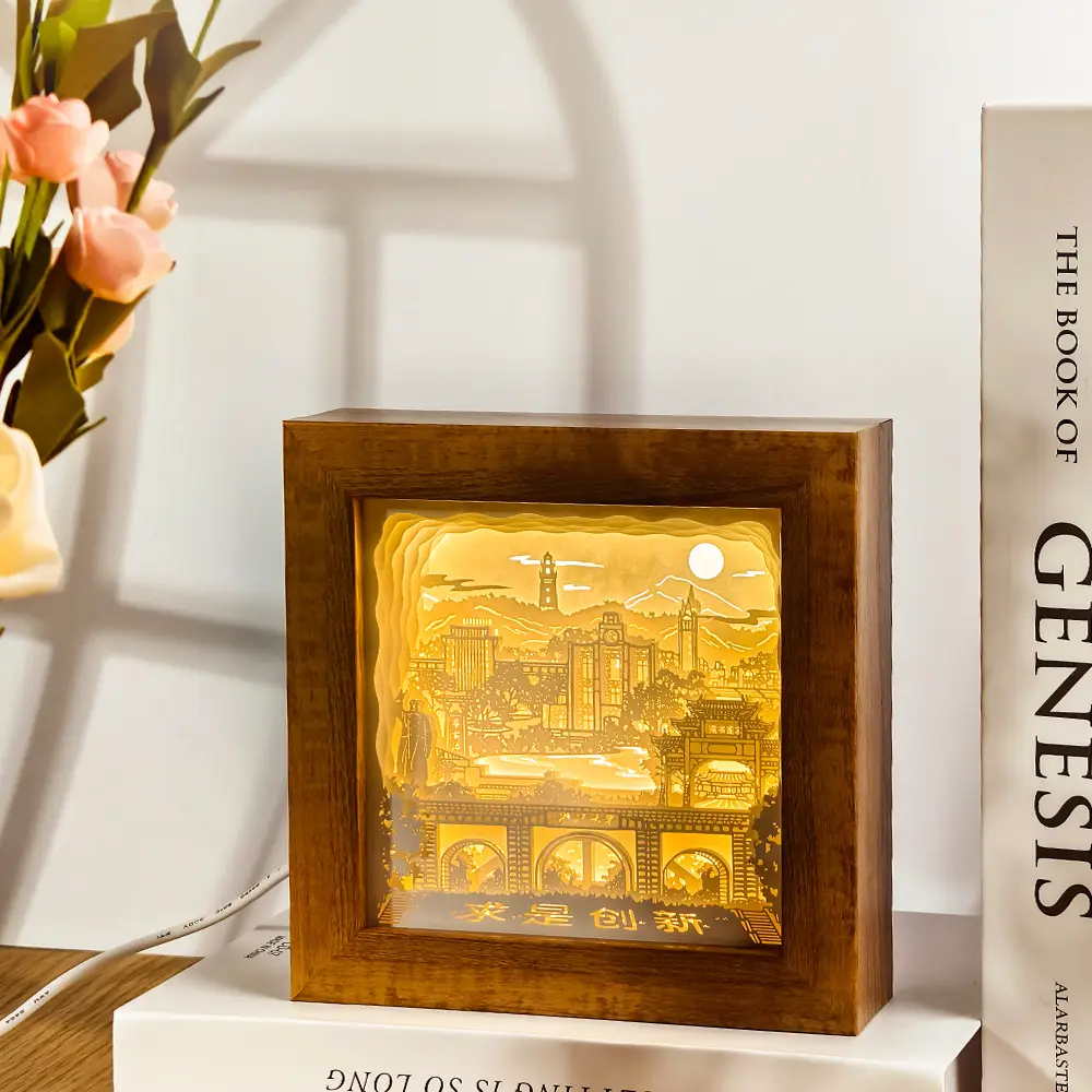 Graduation Season Gift Three-Dimensional Light-and-Shade Paper-Cut Lamp Desktop Ornament