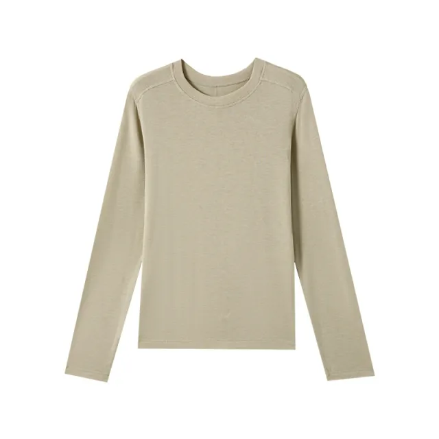Round Neck Warm Knitwear Solid Color Underwear Long Sleeved Top Coffee - Shop at LoveMi