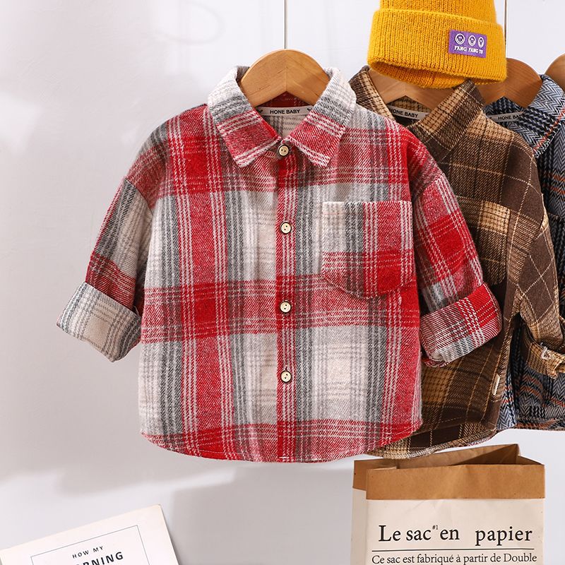 Spring And Autumn Children's Clothing Children's Casual Plaid Shirt