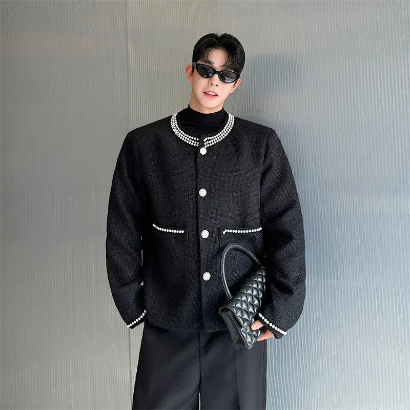 Chanel-style Pearl Light Luxury Long-sleeve Jacket Coat