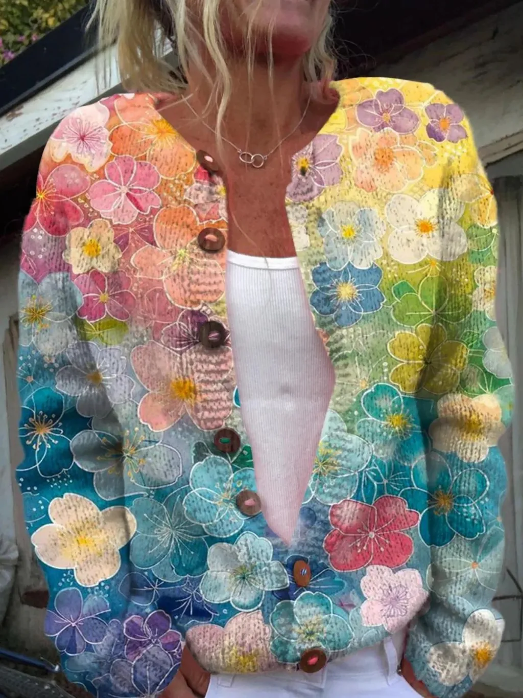 Women's Fashionable Knitted Cardigan Sweater - 22Style