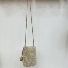 Fashion Crossbody Women Bag Lamb Fur Cute Little Ball Ornaments Mobile Phone Compact Mini - Apricot - View 1