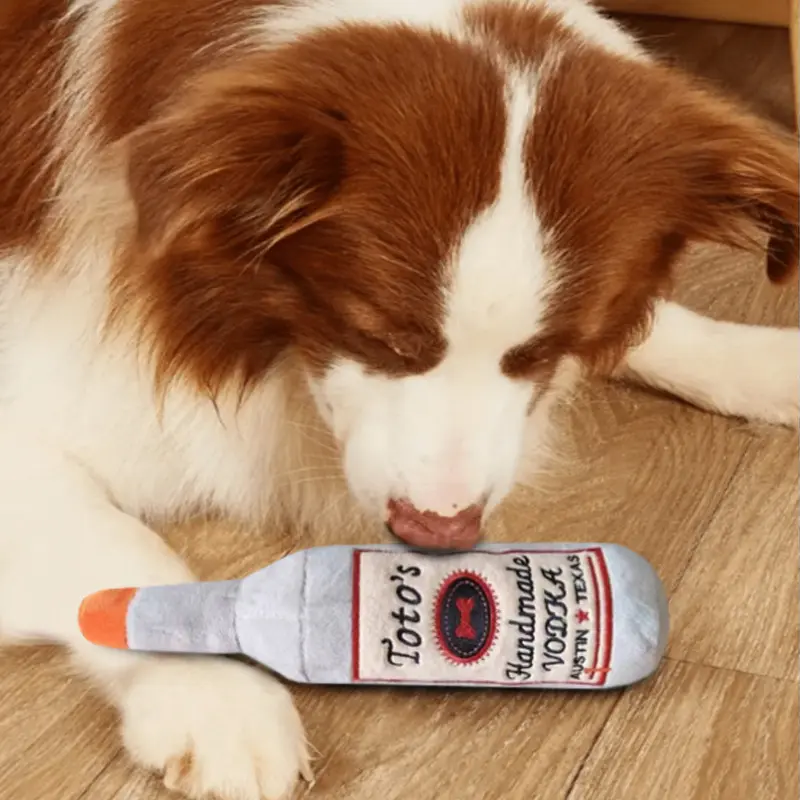 Pet Plush Wine Bottle Sounding Dog Molar