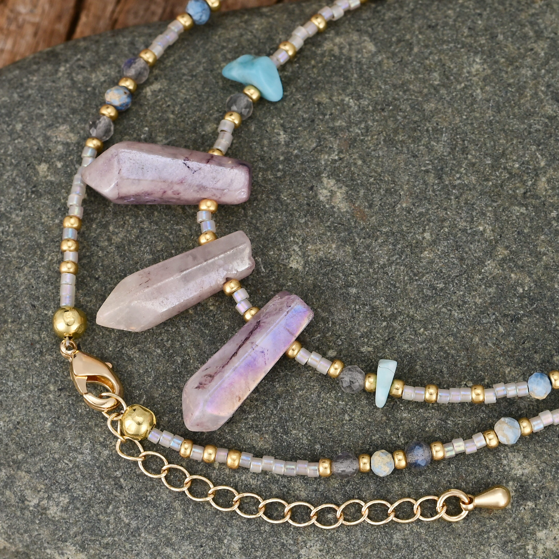 Ice-tipped Crystal Hand-beaded Clavicle Necklace