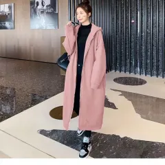 Loose-fitting Plus Size Pullover Hooded Fleece-lined Thickened Long Section Zipper Style Cardigan Dress - Lotus Root Colour-3Xl - View 1