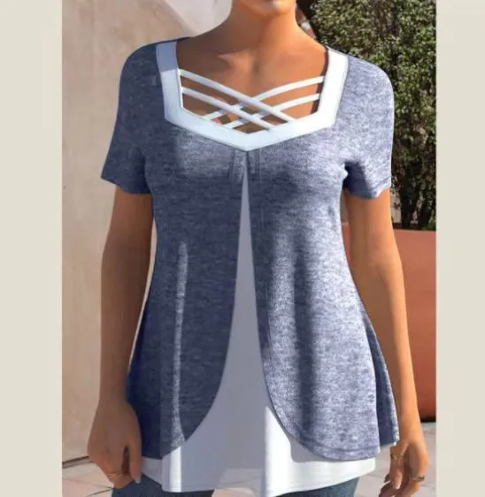 Women's Casual Print And Color shifting Plus Size Short Sleeve Dark Gray - Shop at LoveMi