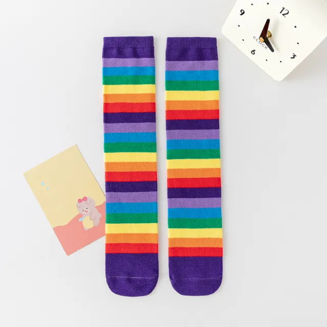 Rainbow Spring And Autumn Stockings Girls Purple - Shop at LoveMi