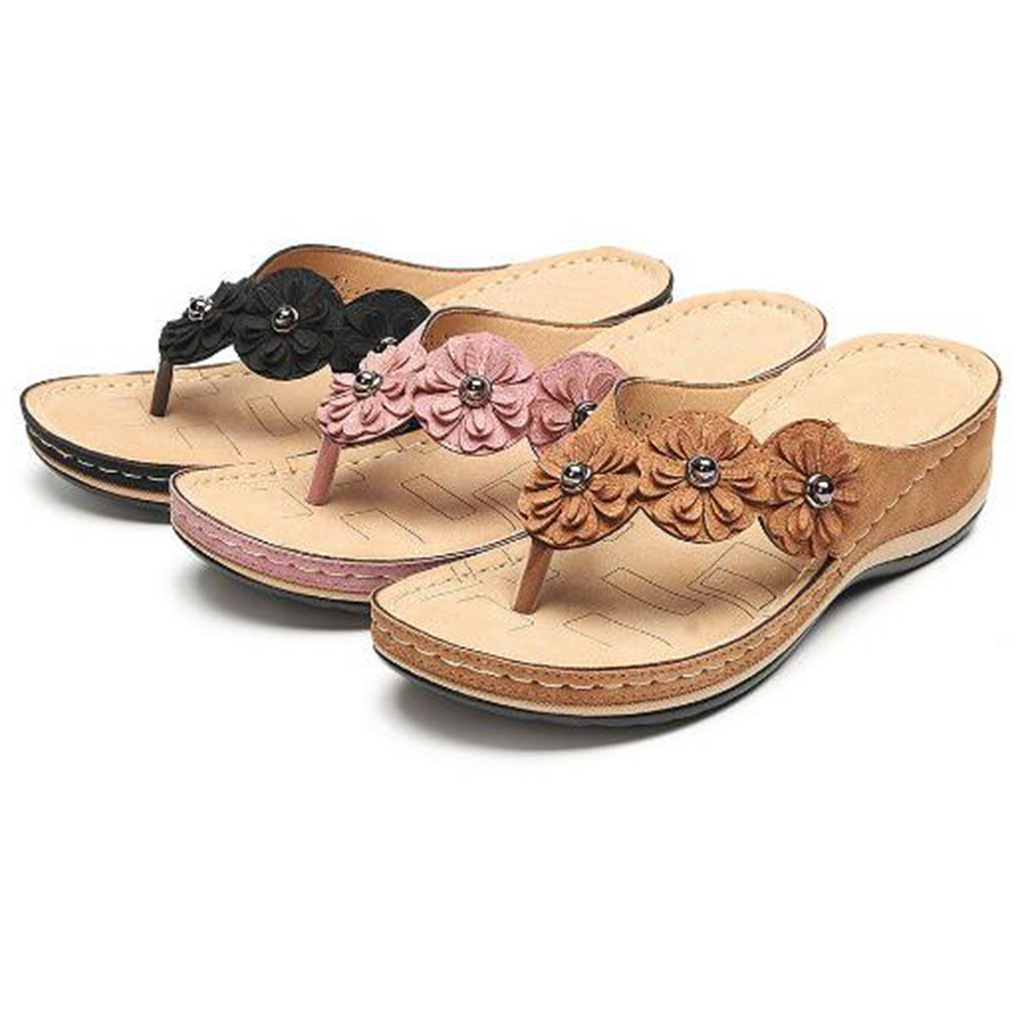 Title 6, Vintage flower round toe casual women sandals, ...