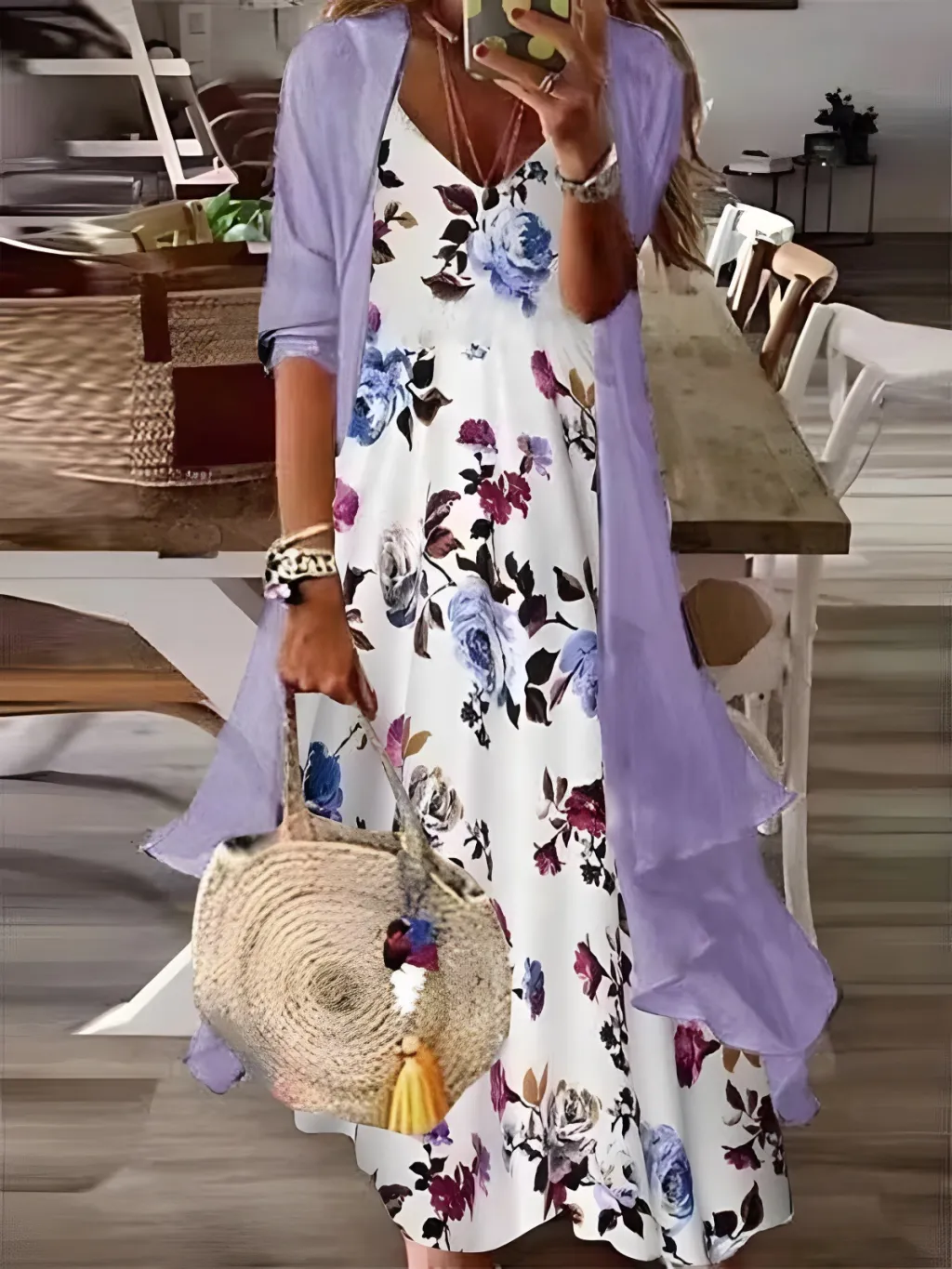 Two Piece Set Of Half Sleeved Printed Casual Retro Sexy Dress - 8Color