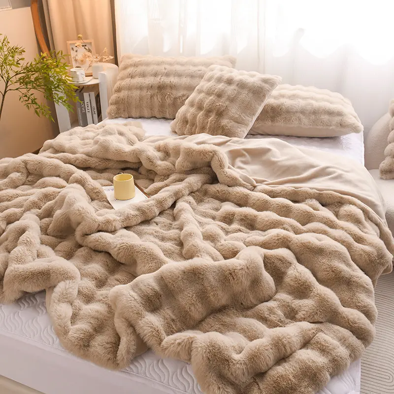 Rabbit Velvet Blanket Thickened Double-sided Fleece Bedroom