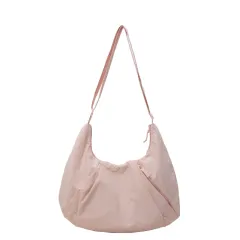 Pleated Messenger Bag Large Capacity Artistic Simple Fashion - Pink - View 1