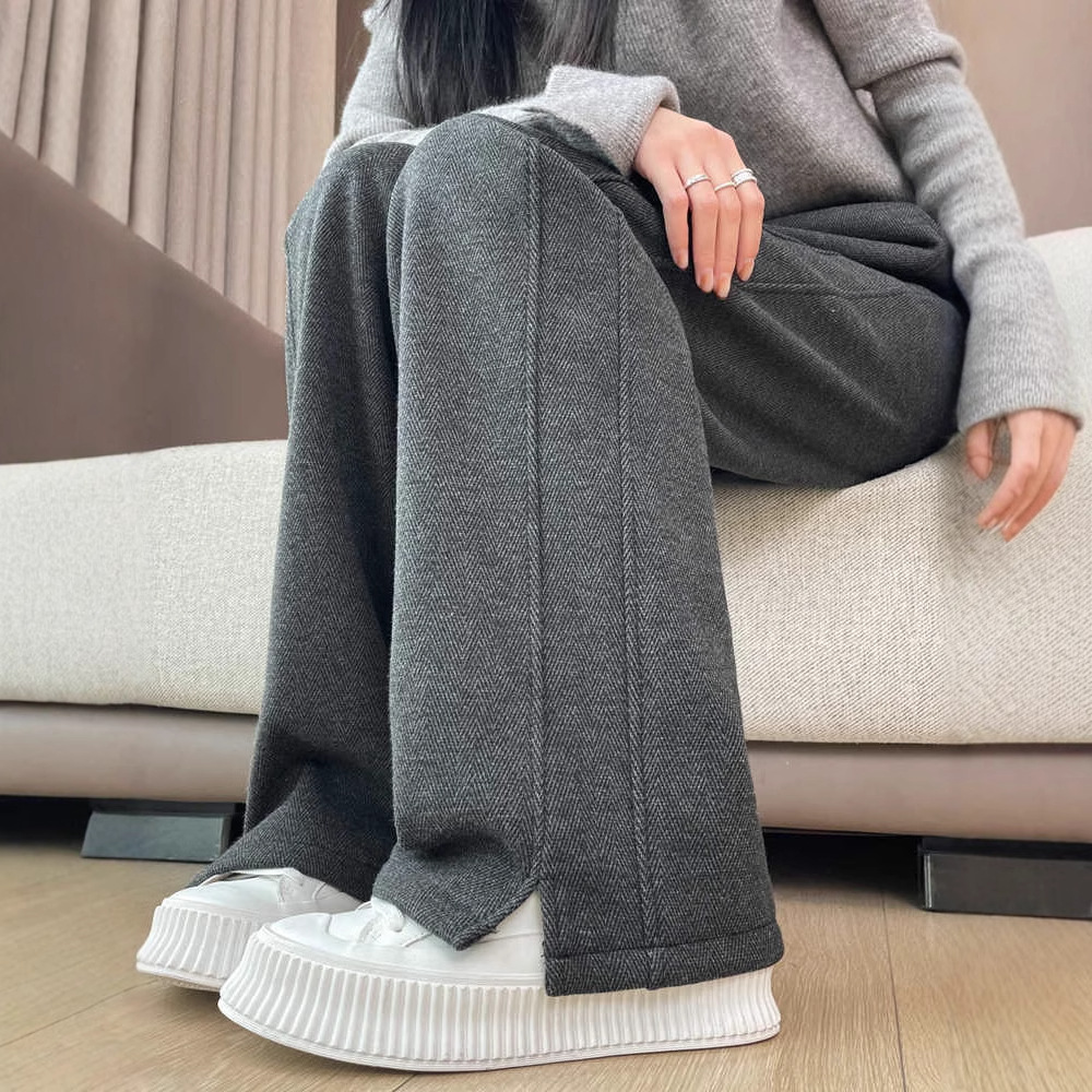 Wool Slit Autumnwinter Pants Banana Pants