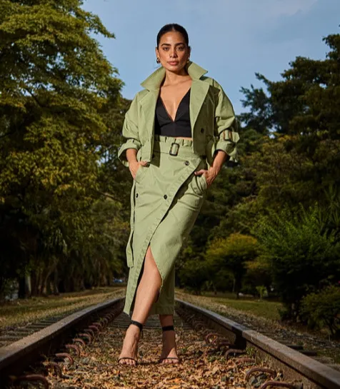 Women's Two piece Casual Trousers With Solid Color Buckle Design Green - Shop at LoveMi