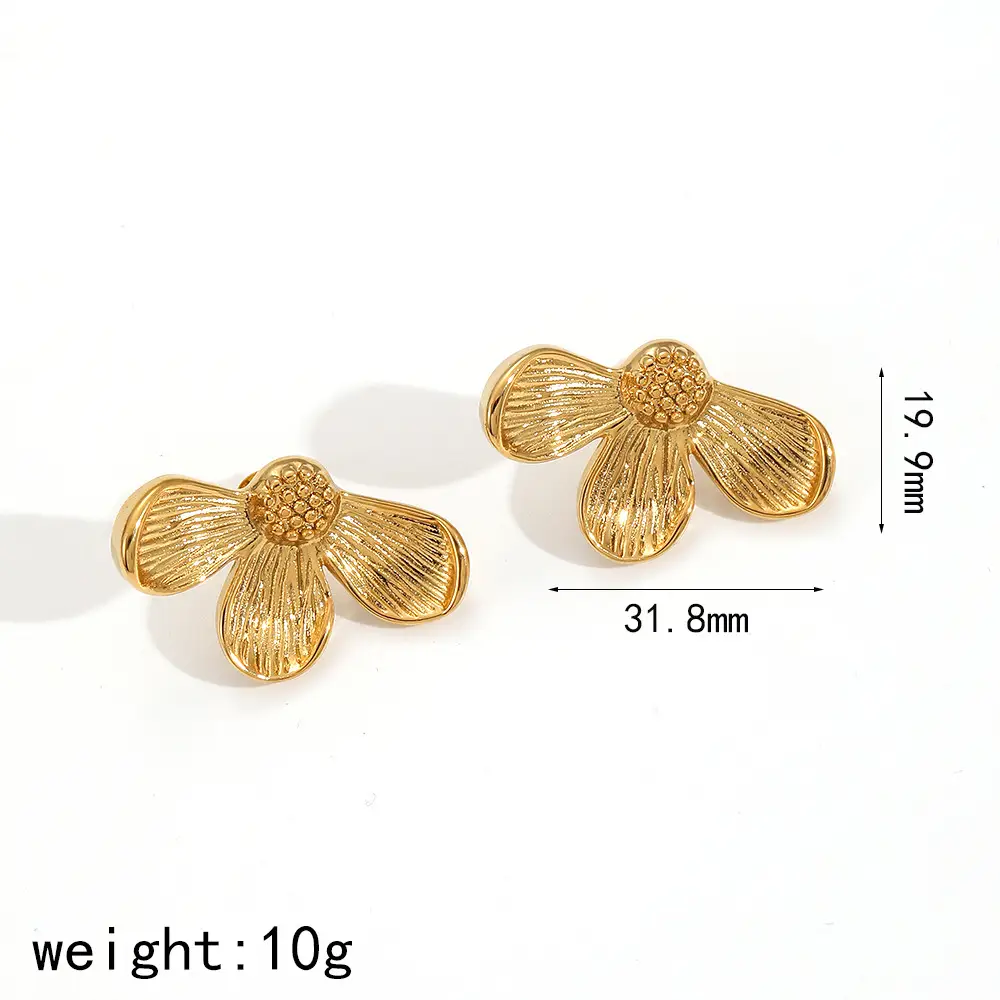 Retro Titanium Steel Ear Studs Gold And Silver Color
