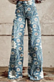 European And American Plus Size Women's Denim Casual Pants - 3Figure-L
