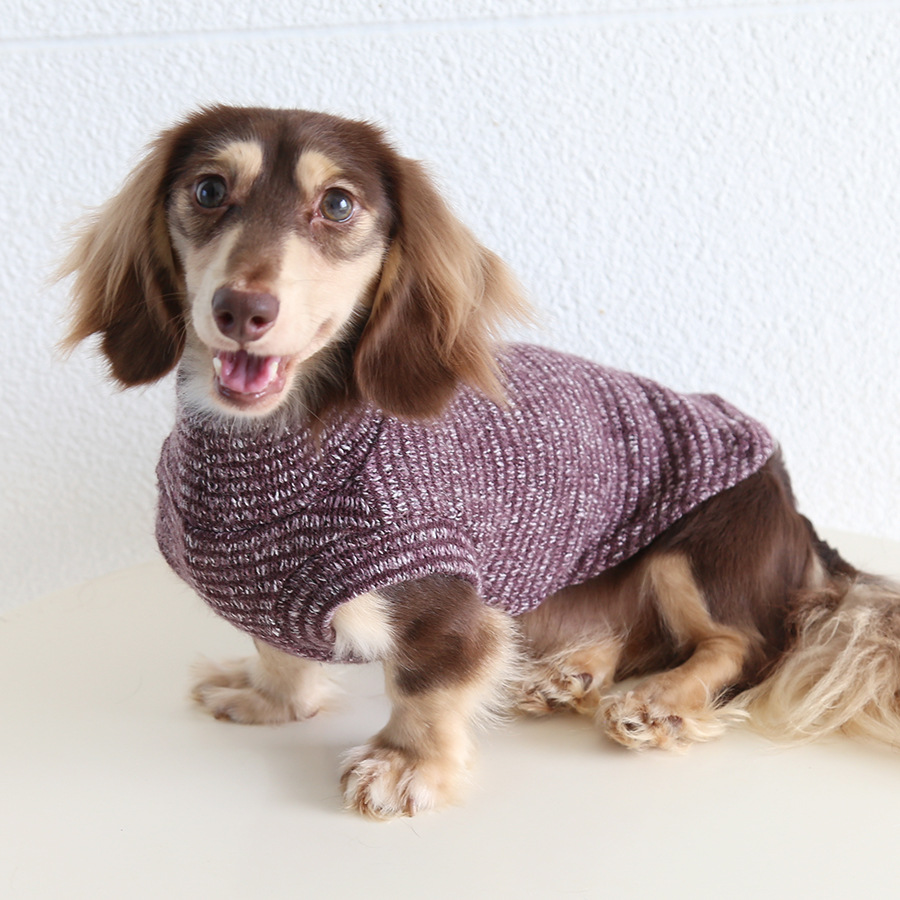 Petstyle Ribbed Sweater Bottoming Shirt - Petstyle Ribbed Sweater Bottoming Shirt Reddish Brown L