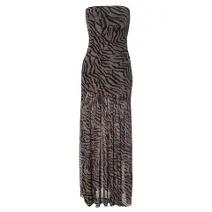 Sexy Tube Top Backless Mesh Dress - Tiger Pattern - View 1