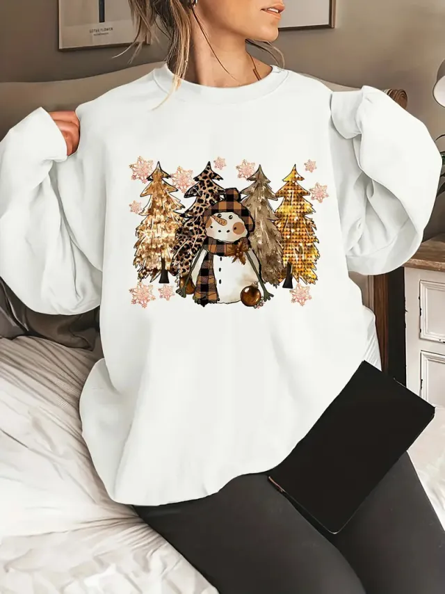 Christmas Series Round Neck Sweater For Women Yl7 Xxl - Shop at LoveMi