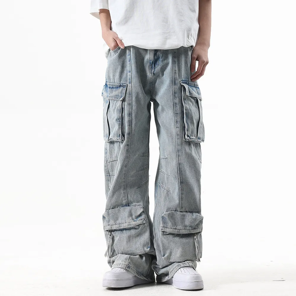 Multi-Pocket Workwear Jeans For Men And Women