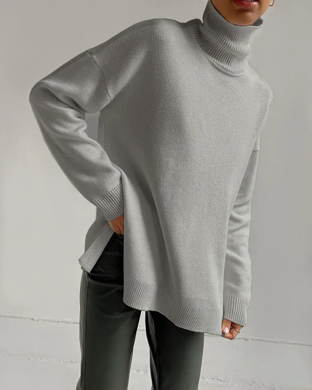 Women's Fashion Loose Turtleneck Sweater Gray - Shop at LoveMi