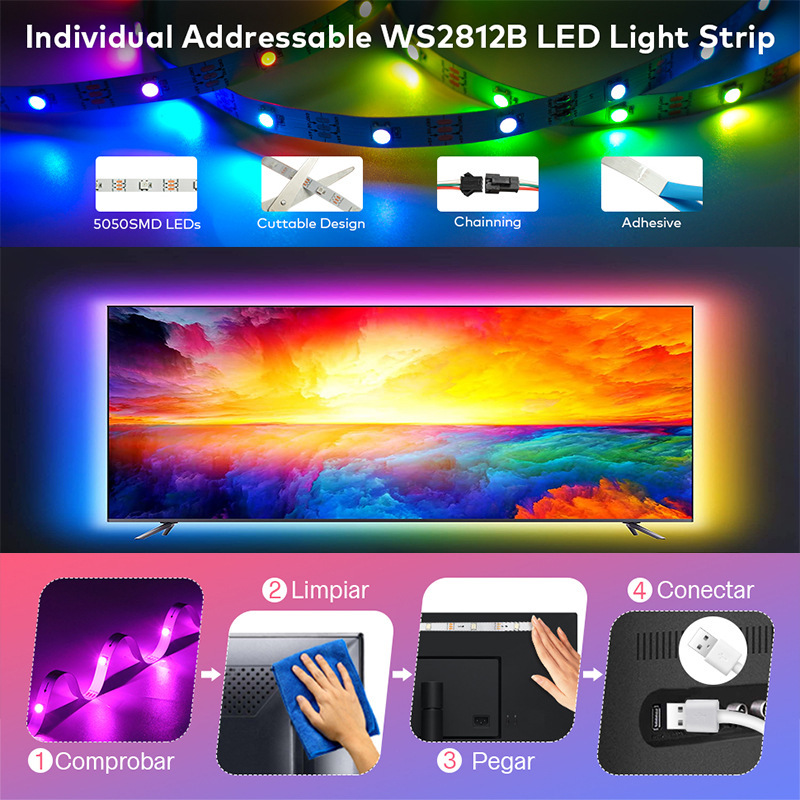 Title 4, 5V RGB Farbwechselnde Magic USB Lichtleiste für...