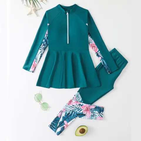 Conservative Split Two-piece Long-sleeved Trousers Medium and Large Girls