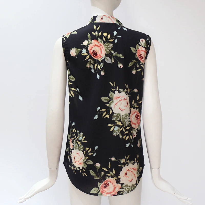 Title 6, Sleeveless floral print V-neck chiffon shirt