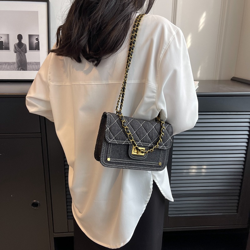 Casual Denim Shoulder Bag High-grade Lock Messenger Bag
