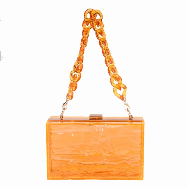 New Transparent Fashion Acrylic Bag For Women Orange - Shop at LoveMi