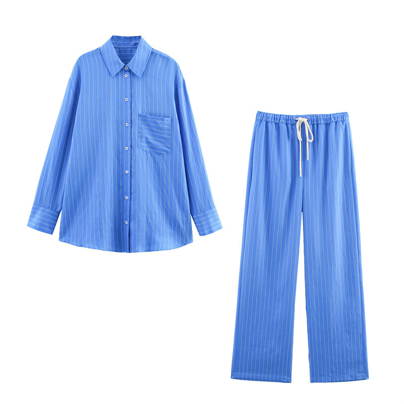 Loose Striped Shirt Pants Suit