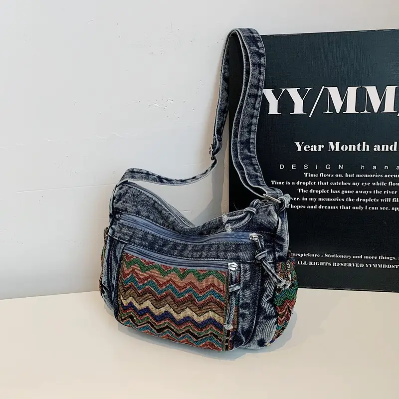 Large-capacity Vintage Ethnic-style Denim Bag
