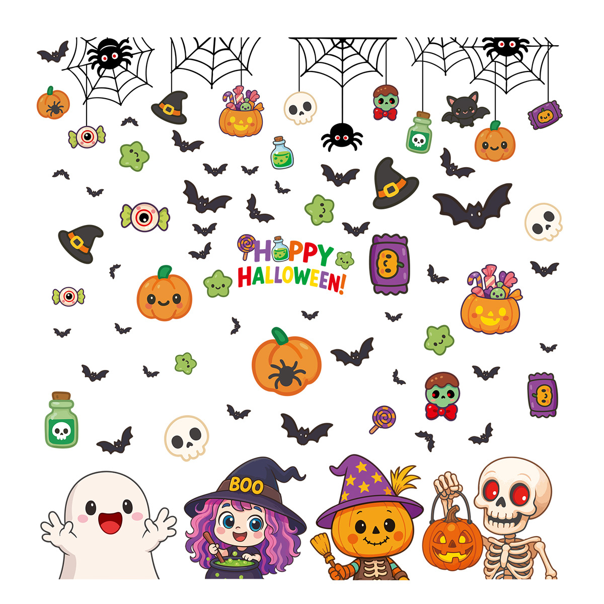 Halloween decorations pumpkin skull glass stickers (5