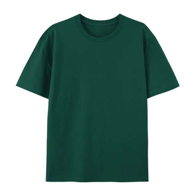 Cotton Round Neck T shirt Heavy Loose Short Sleeve Dark Green - Shop at LoveMi