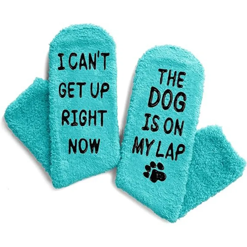 Lint-free Coral Cashmere Socks Animals - Green Dog