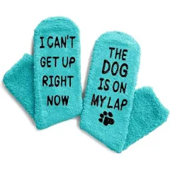 Lint-free Coral Cashmere Socks Animals - Green Dog - View 1